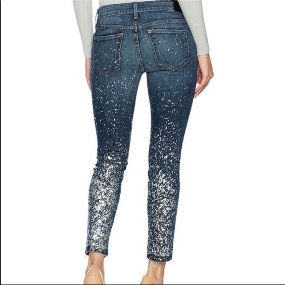 Anthropologie Level 99 Galaxy Holographic Splatter Skinny Jeans - Picture 3 of 8